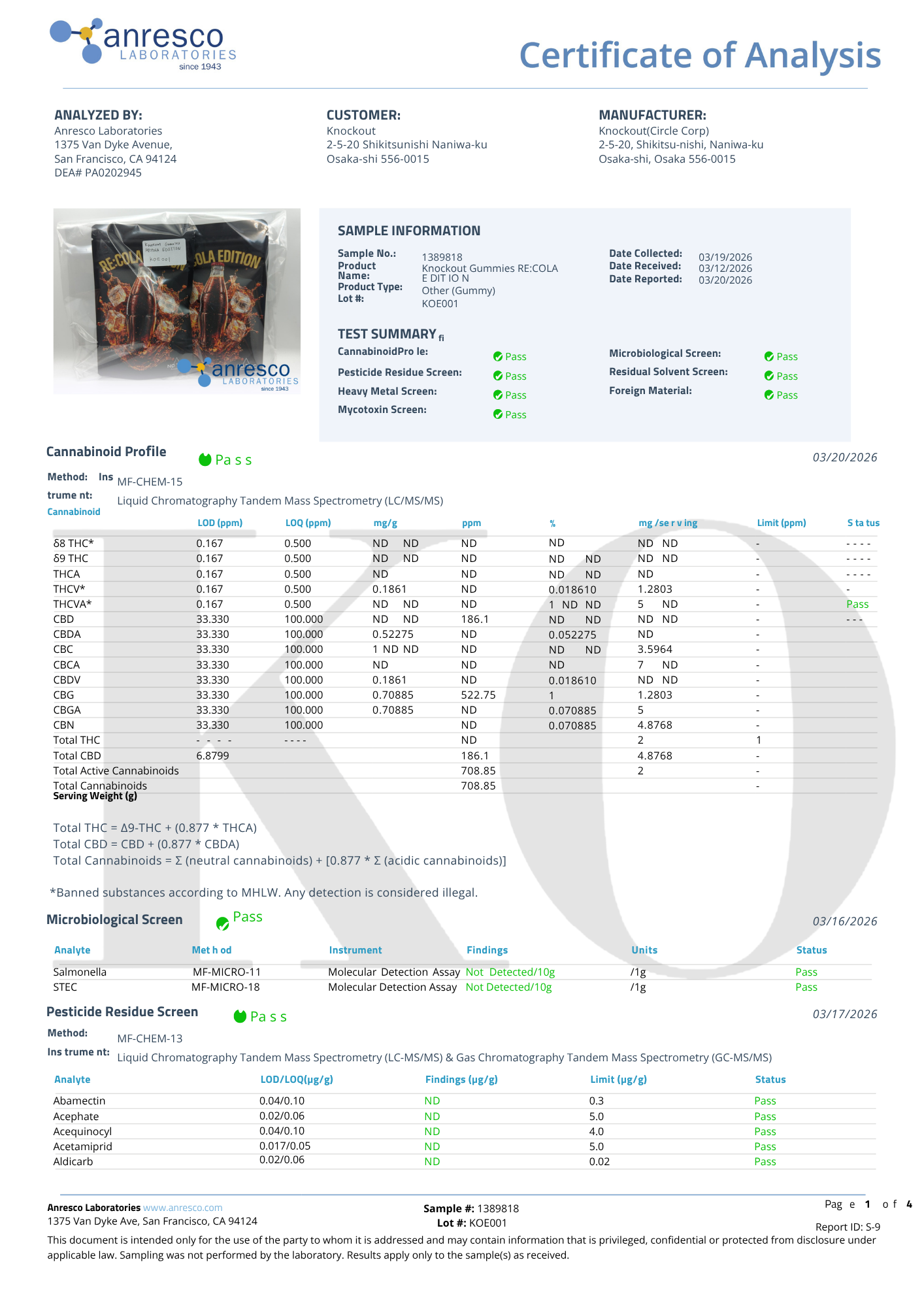 Knockout Gummies RE:COLA EDITION